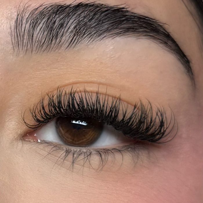 Classic lash set on a client with dark eyes